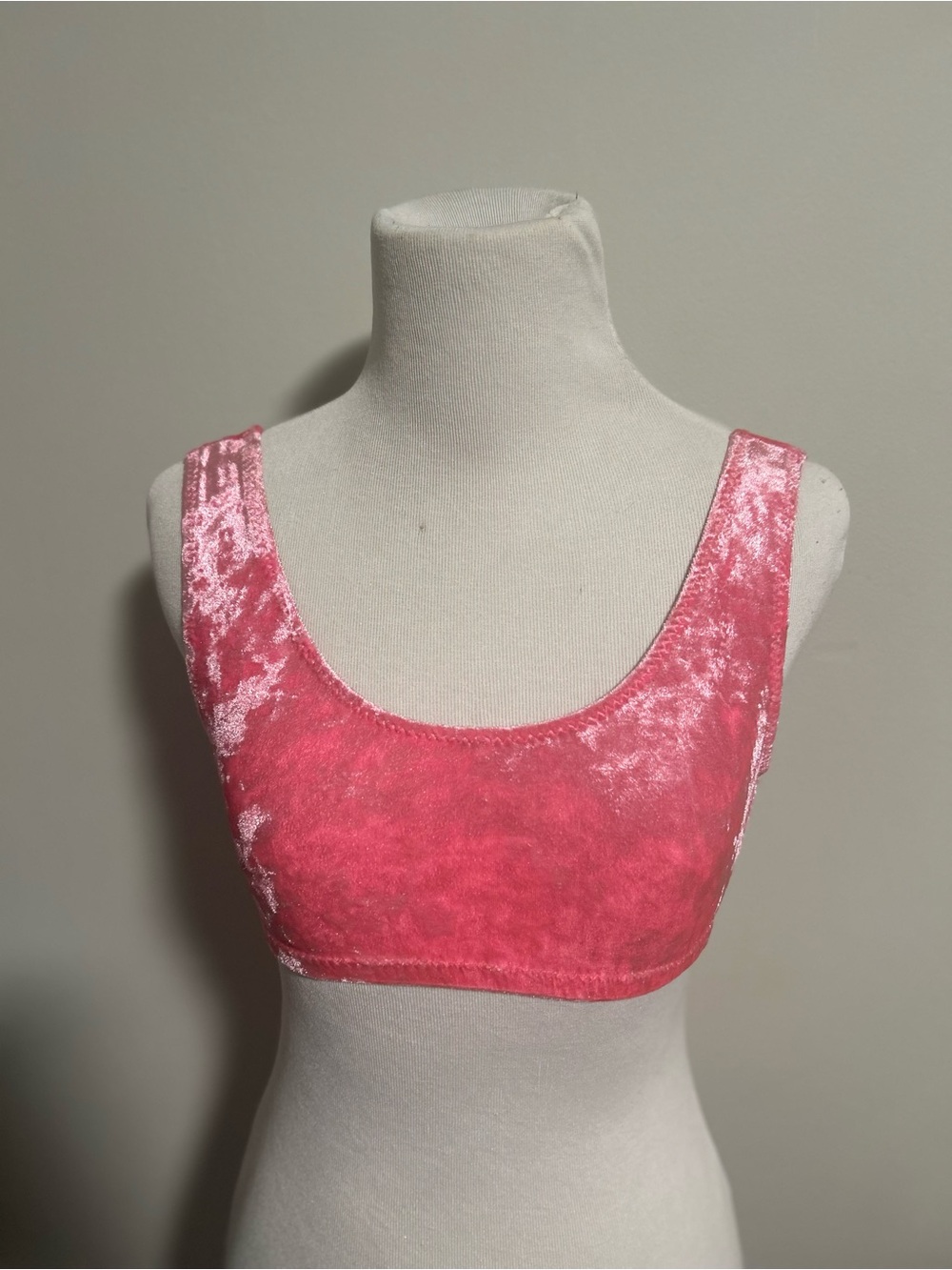 Pink Crushed Velvet Crop Top bralette swim top birds of prey Harley Quinn